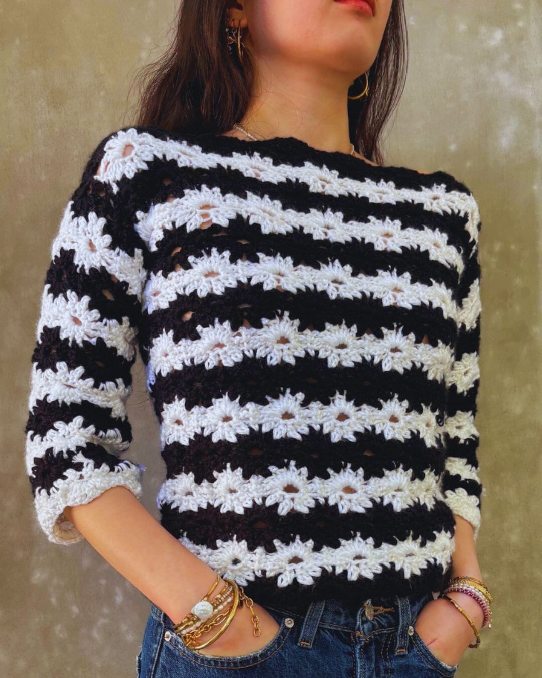 Free Crochet Pattern: Esther Easy & Beautiful Flower Crochet Sweater